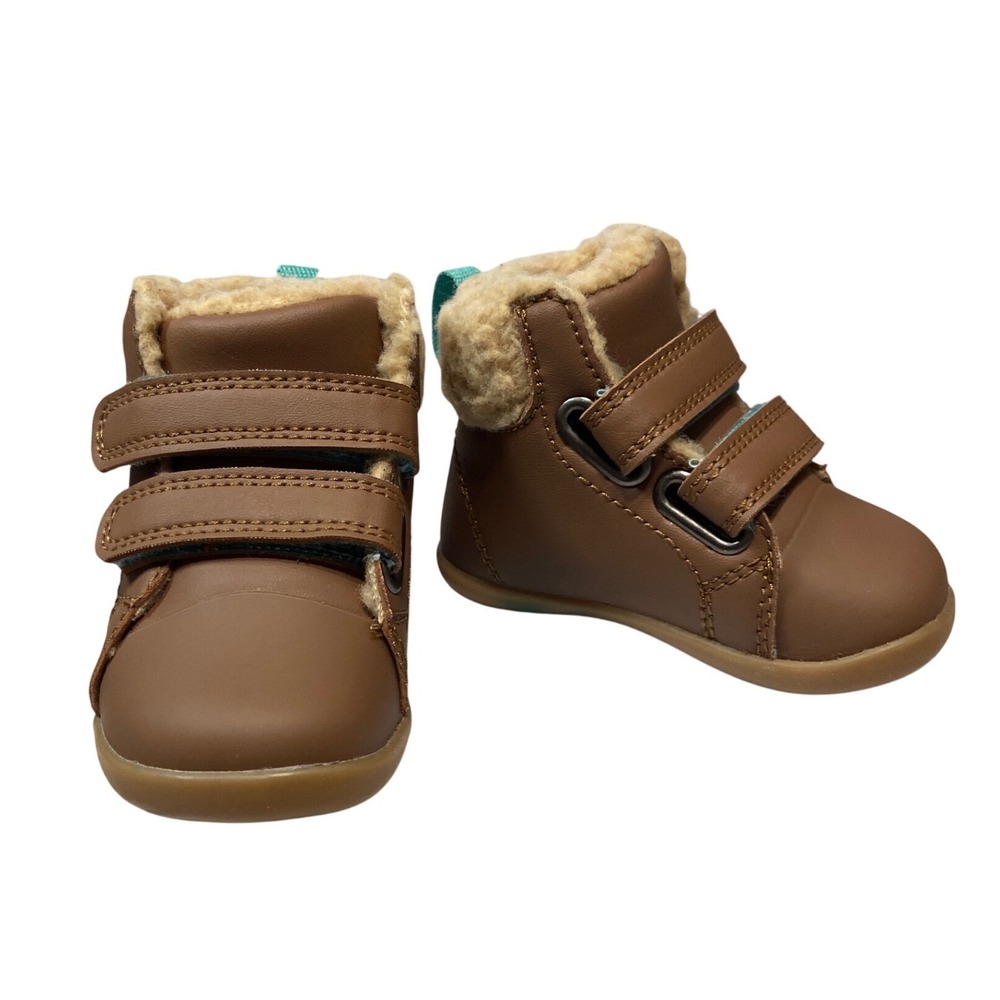 Ten Little High Top Tan Brown Vegan-Leather Faux-Fur Boots Toddler Sz 4